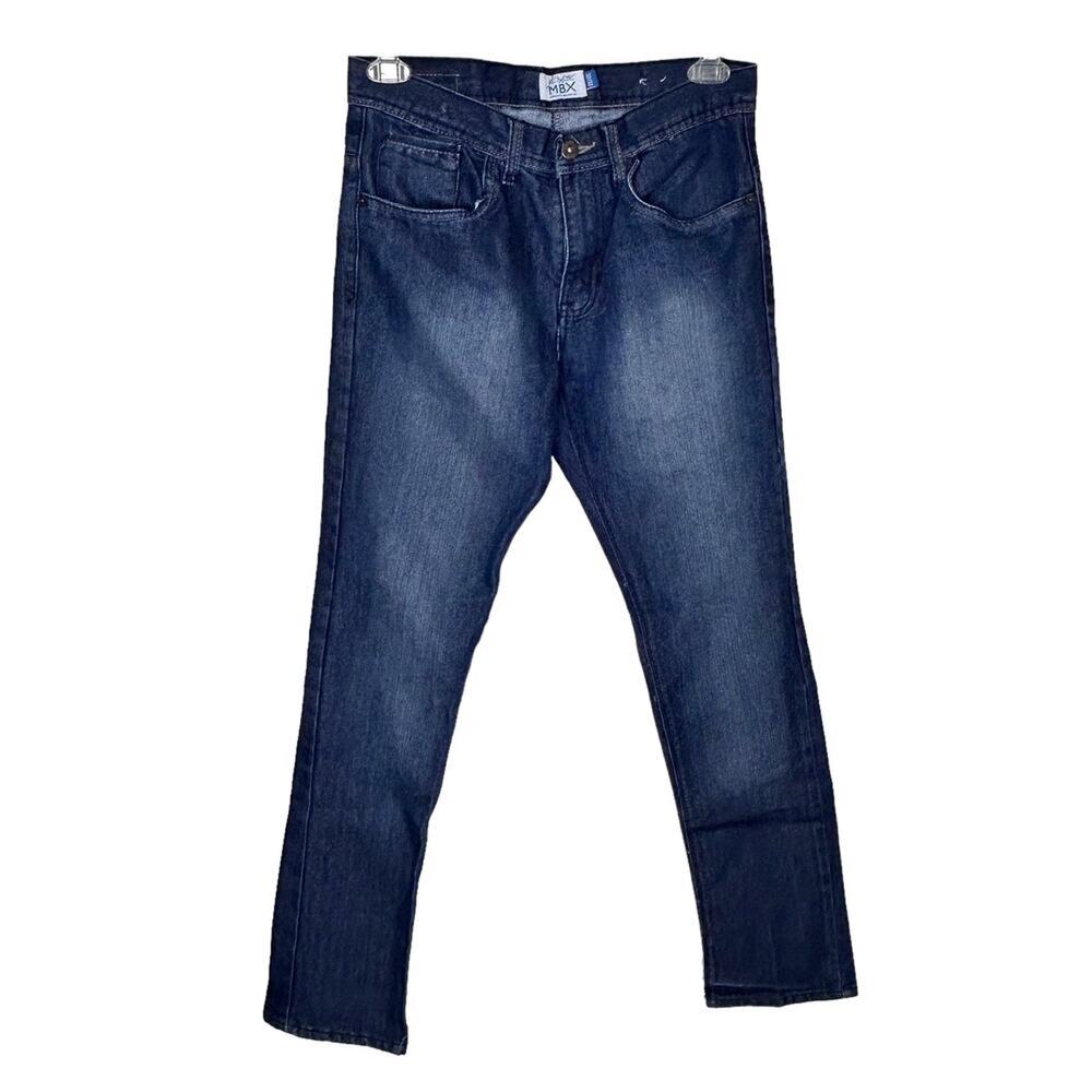 MBX Dark Wash Straight Leg Dungaree Denim Blue Jeans 32 x 31